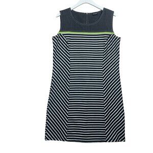 point zero sleeveless dress black and white stripes sz large